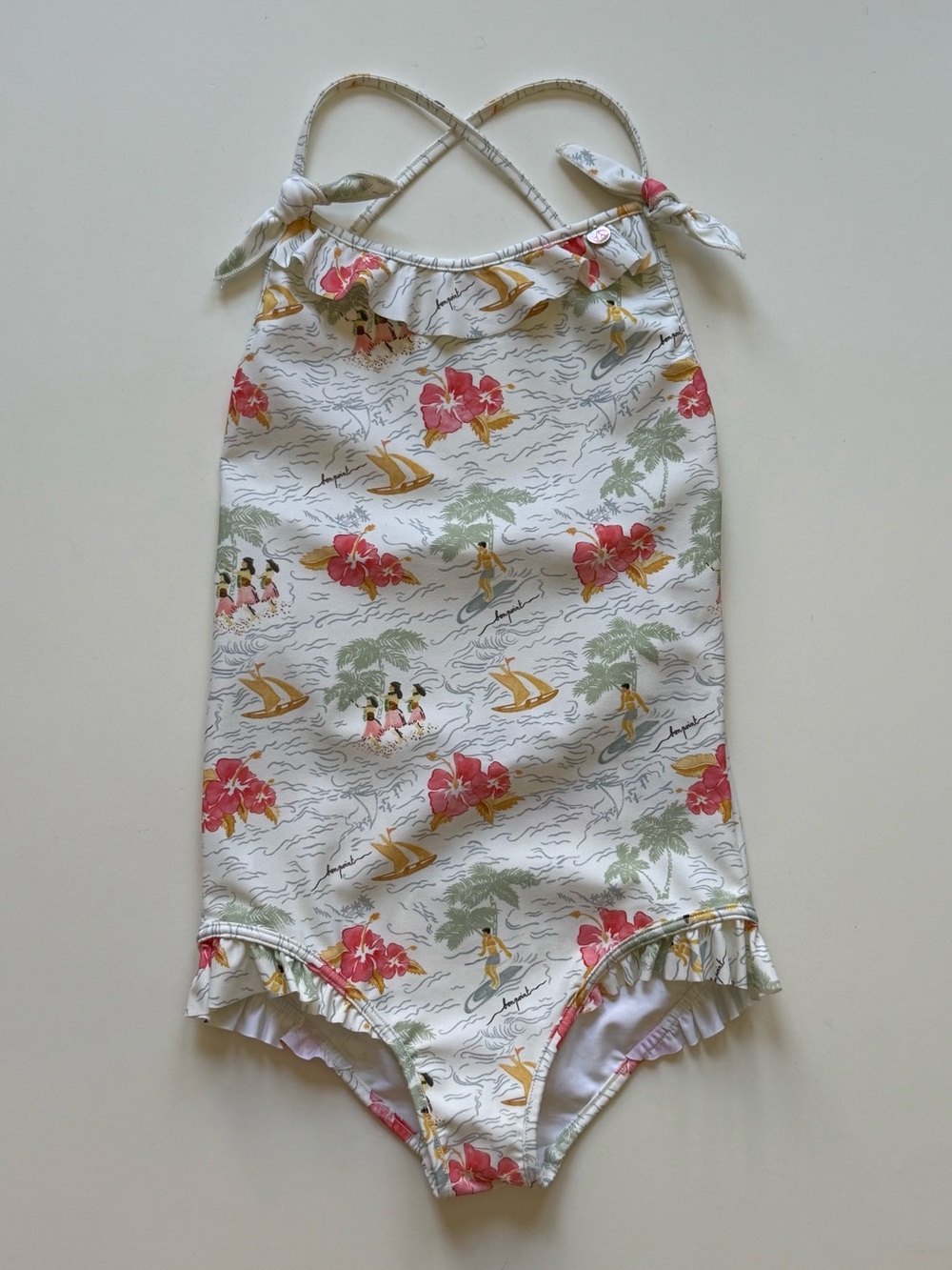 Bonpoint Girls Abbie Printed One-Piece Swimsuit - Size 10Y